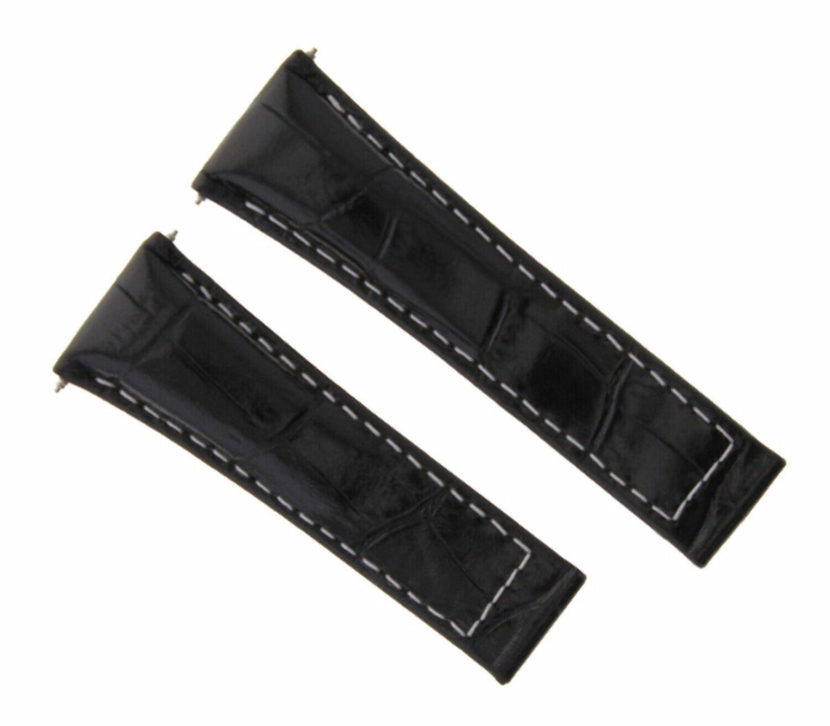 20MM LEATHER WATCH BAND STRAP FOR ALL ROLEX DAYTONA PRESIDENT SHORT,REGULAR,LONG, Black White Stitching (Regular), view 3