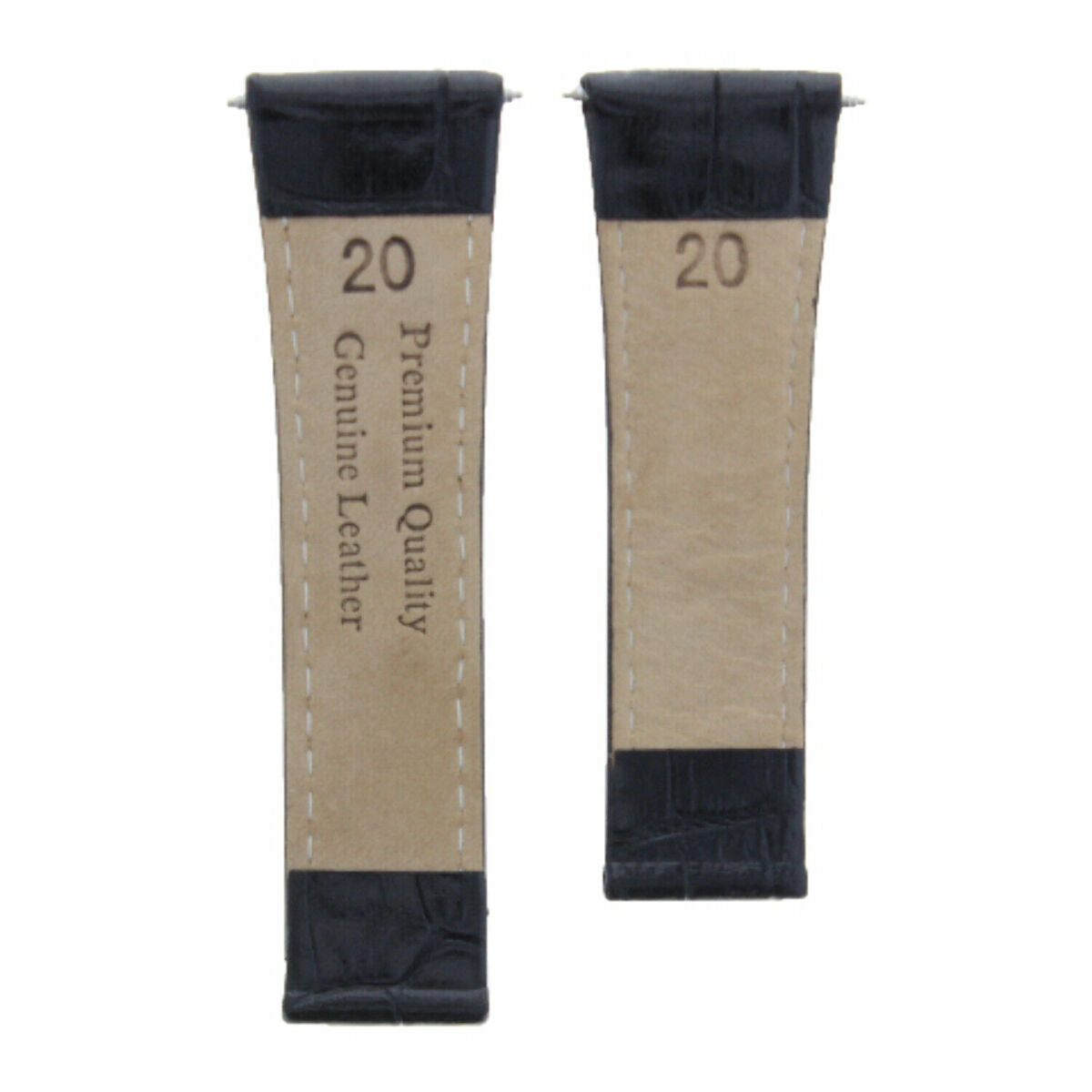 20MM LEATHER WATCH BAND STRAP FOR ALL ROLEX DAYTONA PRESIDENT SHORT,REGULAR,LONG, Black Red Stitching (Regular), front view