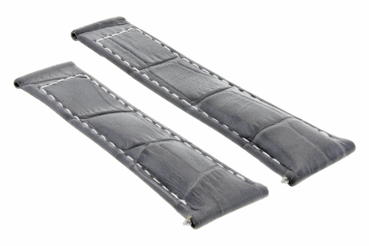 20MM LEATHER WATCH BAND STRAP FOR ALL ROLEX DAYTONA PRESIDENT SHORT,REGULAR,LONG, Grey White Stitching (Regular), view 2