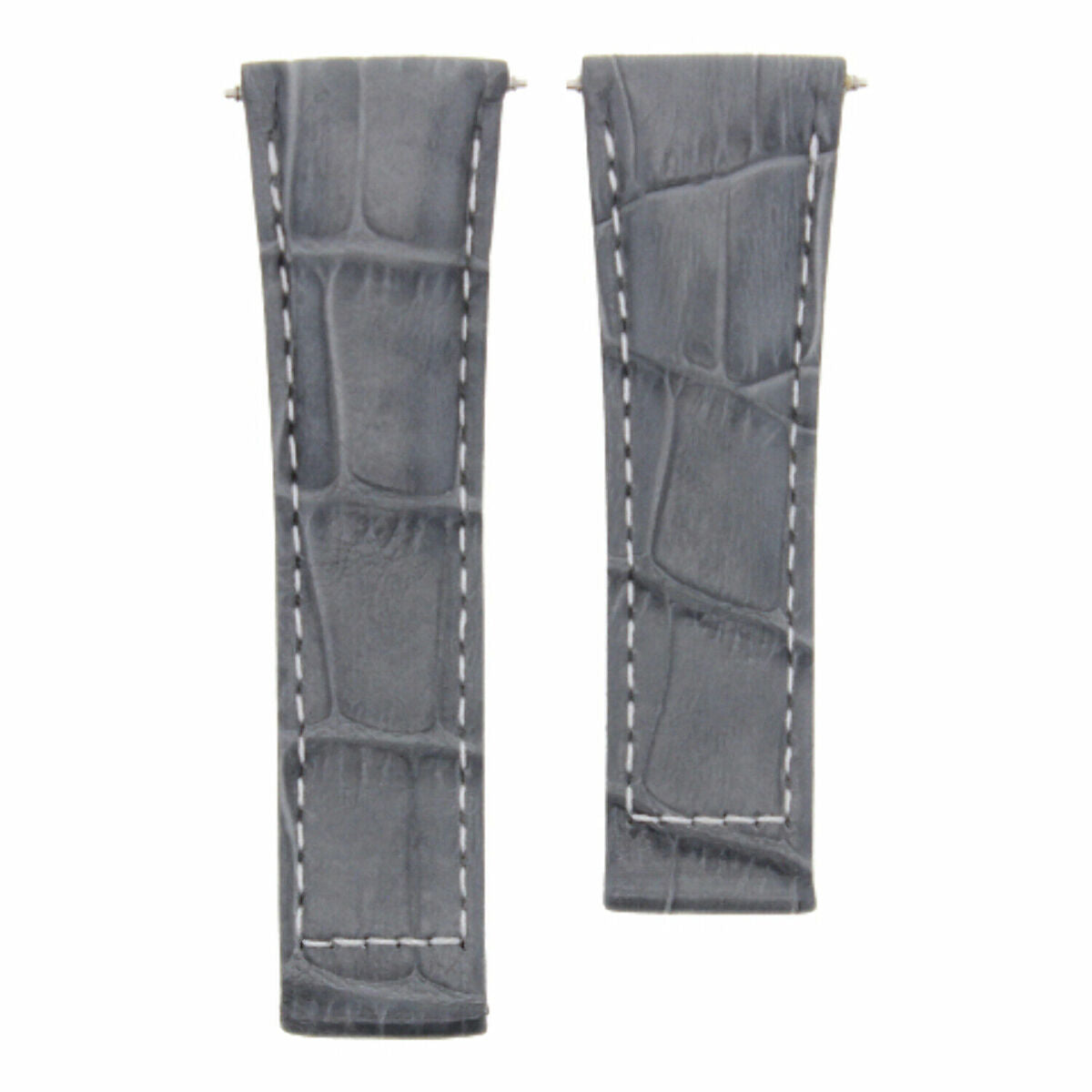 20MM REPLACEMENT LEATHER WATCH BAND STRAP WITH ENDPIECES FOR ROLEX DAYTONA 40MM, Grey White Stitching (Regular), view 4