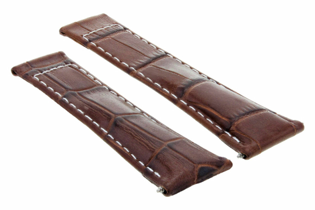 20MM LEATHER WATCH BAND STRAP FOR ALL ROLEX DAYTONA PRESIDENT SHORT,REGULAR,LONG, Lt Brown White Stitching (Short), view 3