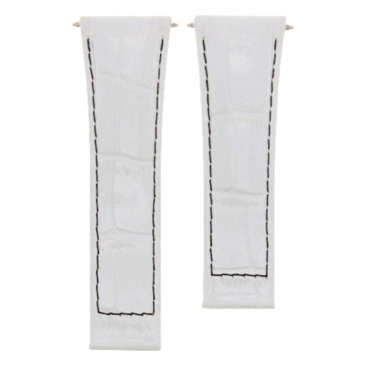 20MM REPLACEMENT LEATHER WATCH BAND STRAP FOR ROLEX SUBMARINER GMT DATEJUST, White Black Stitching (Regular), view 4