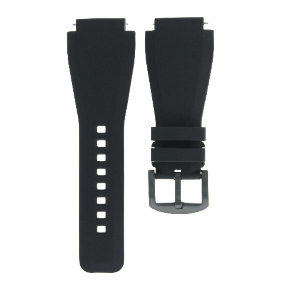 24MM SILICONE RUBBER WATCH BAND STRAP FOR BELL & ROSS BR-01-BR-03 + BLACK BUCKLE, Black, view 2