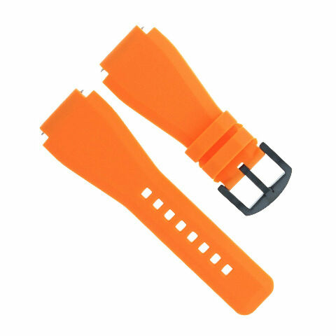 24MM Silicone Rubber Watch Band Strap for Bell & Ross BR-01-BR-03 + Black Buckle
