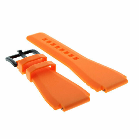 24MM Silicone Rubber Watch Band Strap for Bell & Ross BR-01-BR-03 + Black Buckle