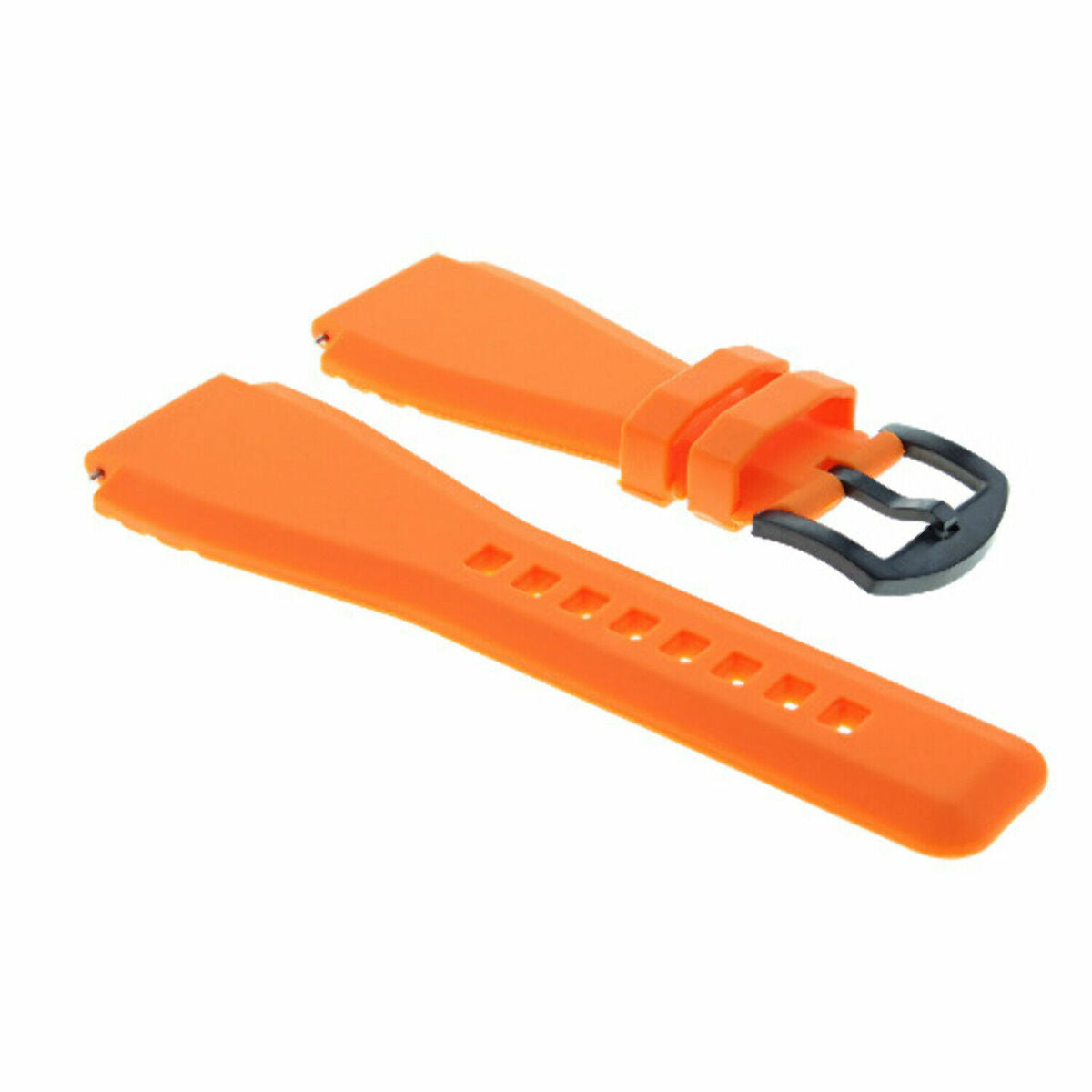 24MM SILICONE RUBBER WATCH BAND STRAP FOR BELL & ROSS BR-01-BR-03 + BLACK BUCKLE