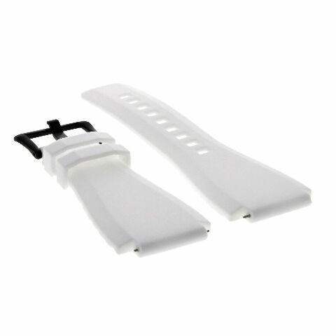 24MM Silicone Rubber Watch Band Strap for Bell & Ross BR-01-BR-03 + Black Buckle