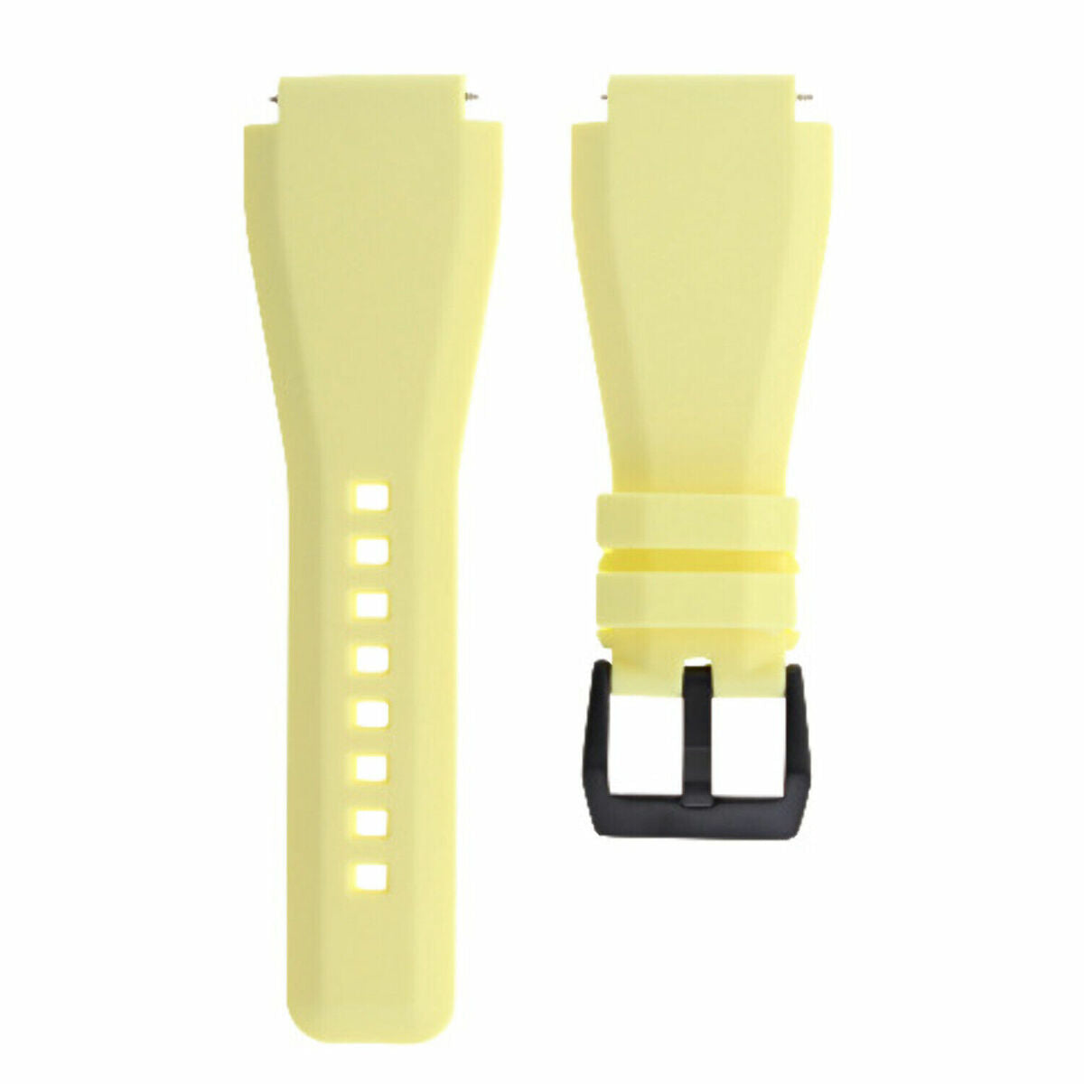 24MM SILICONE RUBBER WATCH BAND STRAP FOR BELL & ROSS BR-01-BR-03 + BLACK BUCKLE