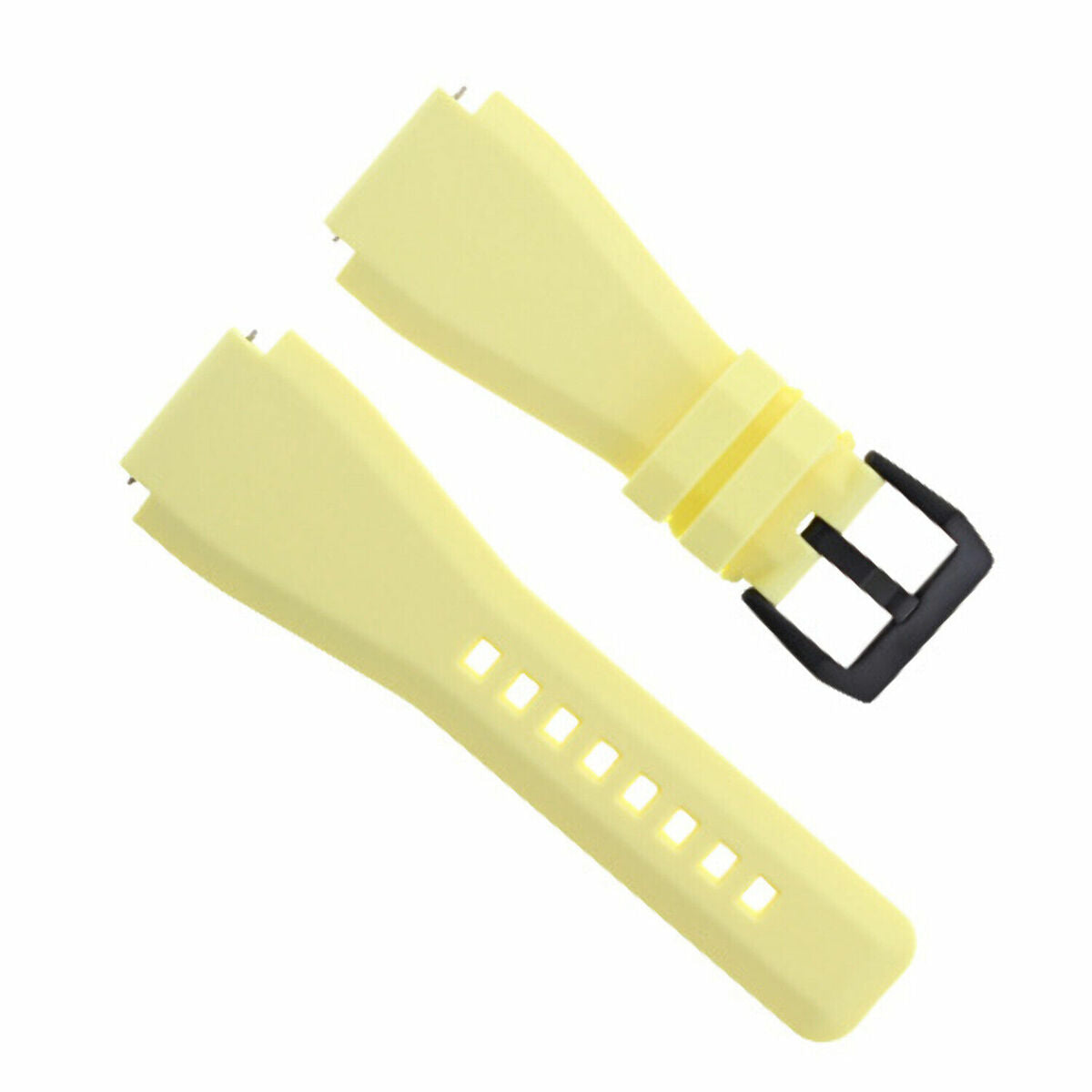 24MM SILICONE RUBBER WATCH BAND STRAP FOR BELL & ROSS BR-01-BR-03 + BLACK BUCKLE