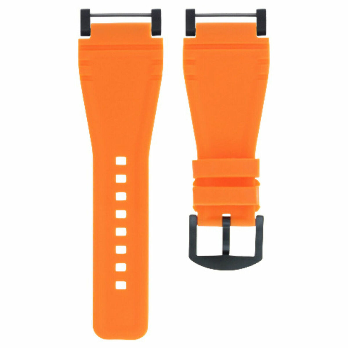 24MM FOR SUUNTO CORE RUBBER SILICONE REPLACEMENT WATCH BAND STRAP + BLACK ADAPTER, Orange, view 2