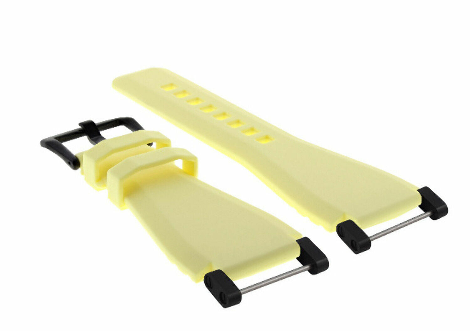 24MM FOR SUUNTO CORE RUBBER SILICONE REPLACEMENT WATCH BAND STRAP + BLACK ADAPTER, Yellow, front view