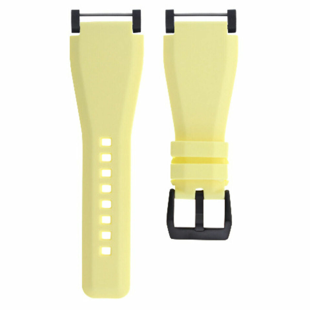 24MM FOR SUUNTO CORE RUBBER SILICONE REPLACEMENT WATCH BAND STRAP + BLACK ADAPTER, Yellow, view 7