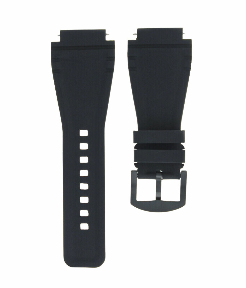 24MM SILICONE RUBBER WATCH BAND STRAP FOR BELL & ROSS BR-01-BR-03 + STEEL BUCKLE, Black, view 2