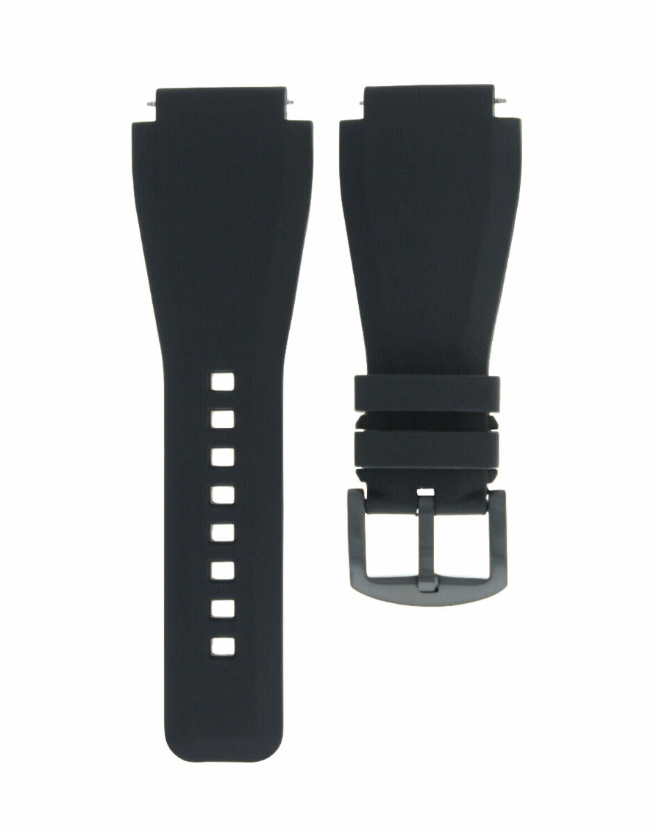 24MM SILICONE RUBBER WATCH BAND STRAP FOR BELL & ROSS BR-01-BR-03 + STEEL BUCKLE, Black, view 3