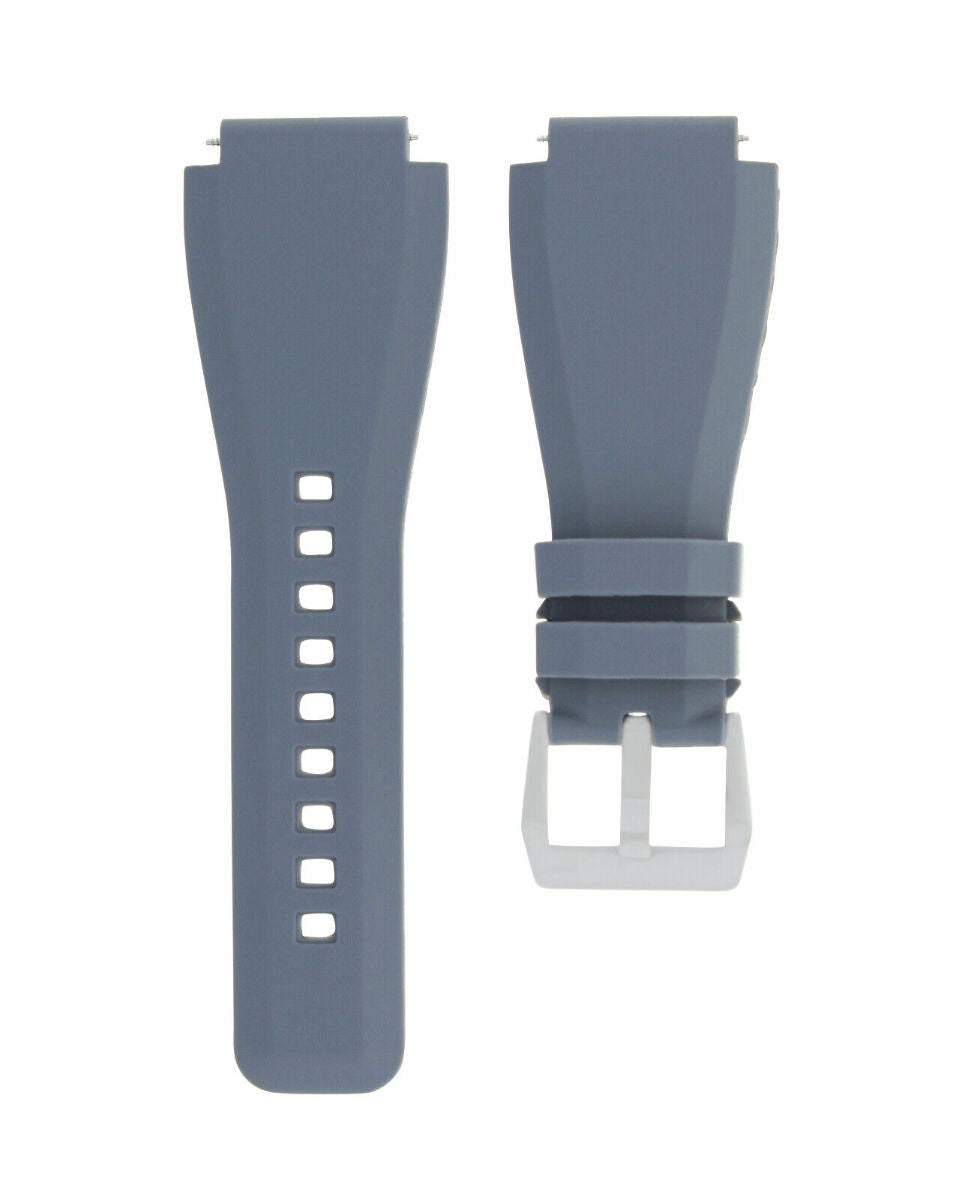 24MM SILICONE RUBBER WATCH BAND STRAP FOR BELL & ROSS BR-01-BR-03 + STEEL BUCKLE, Gray, view 3
