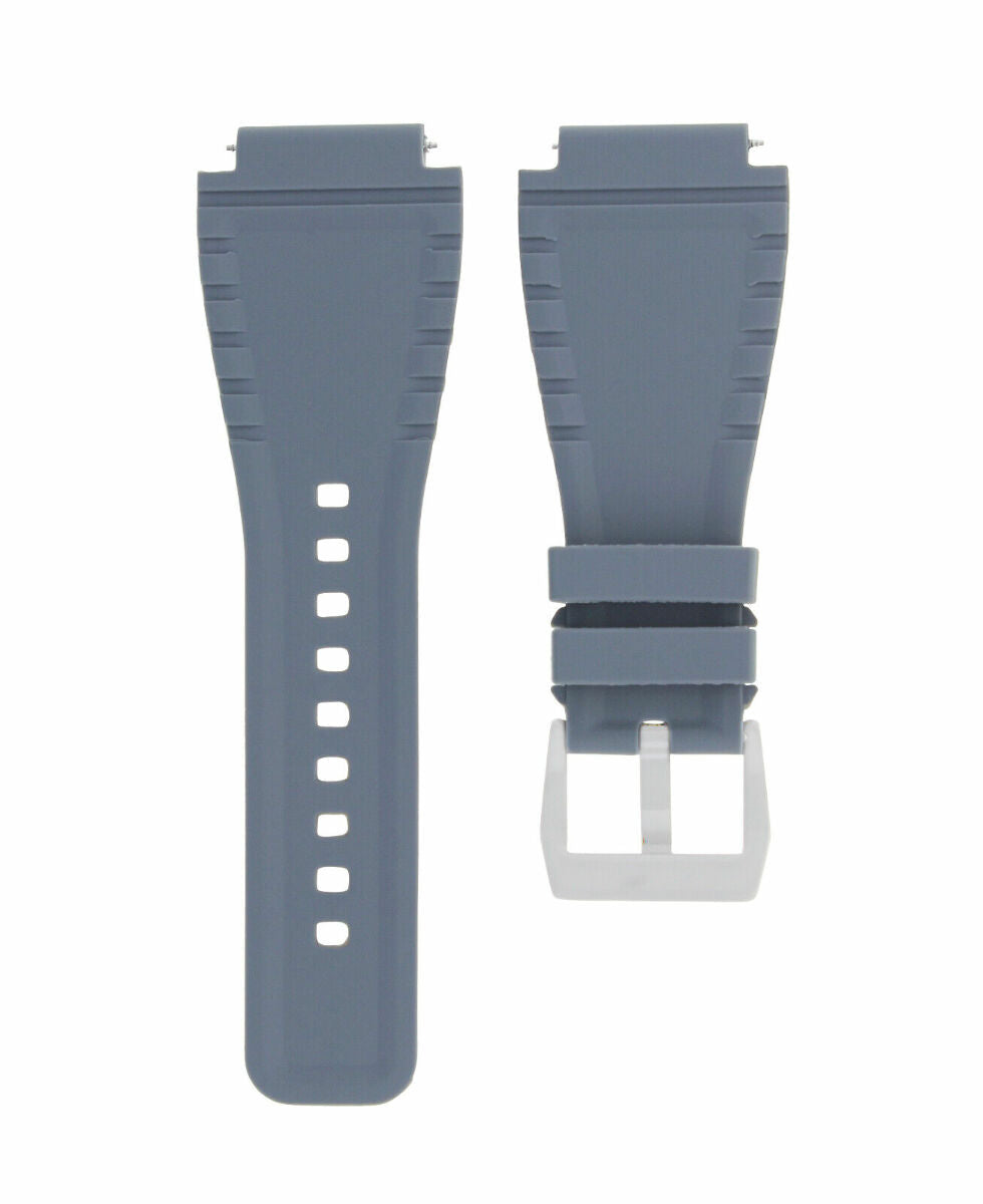 24MM SILICONE RUBBER WATCH BAND STRAP FOR BELL & ROSS BR-01-BR-03 + STEEL BUCKLE, Gray, view 4