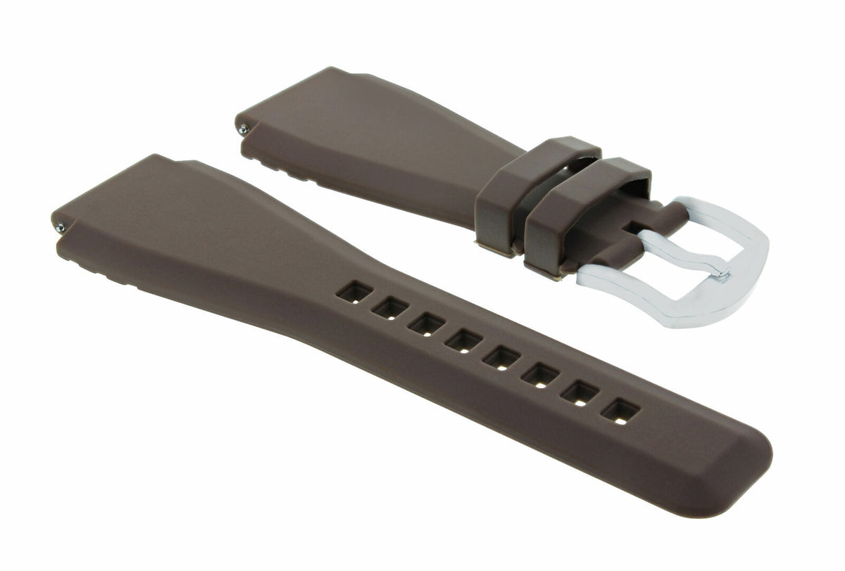 24MM SILICONE RUBBER WATCH BAND STRAP FOR BELL & ROSS BR-01-BR-03 + STEEL BUCKLE, Brown, view 2