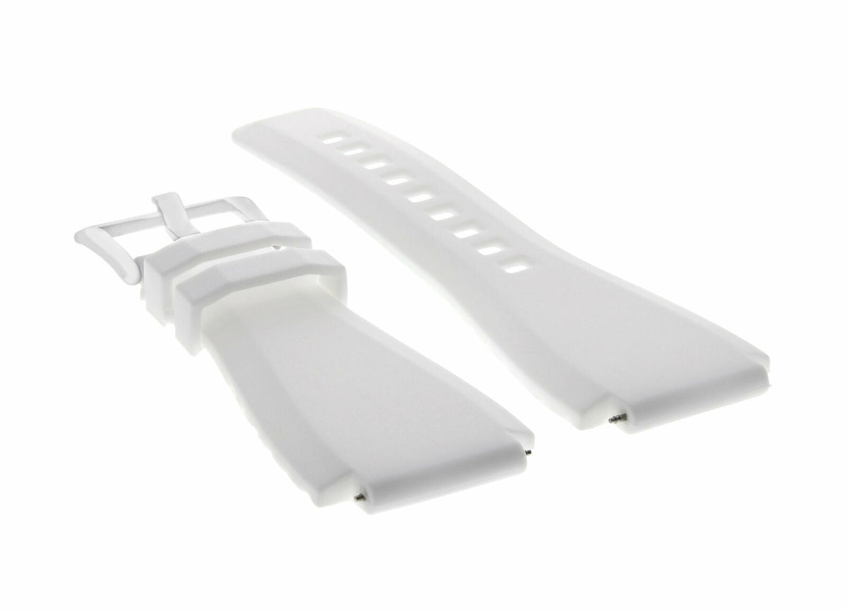 24MM SILICONE RUBBER WATCH BAND STRAP FOR BELL & ROSS BR-01-BR-03 + STEEL BUCKLE, White, view 2