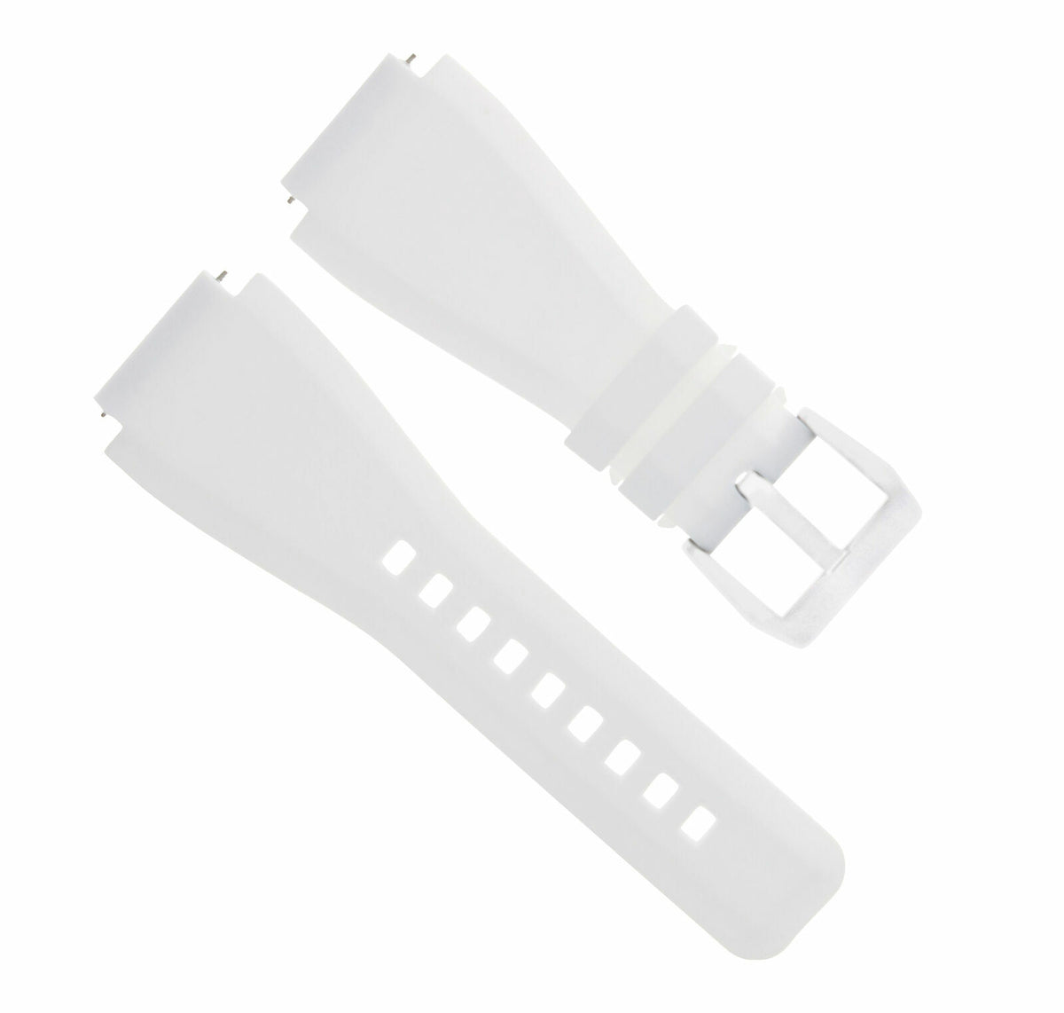 24MM SILICONE RUBBER WATCH BAND STRAP FOR BELL & ROSS BR-01-BR-03 + STEEL BUCKLE, White