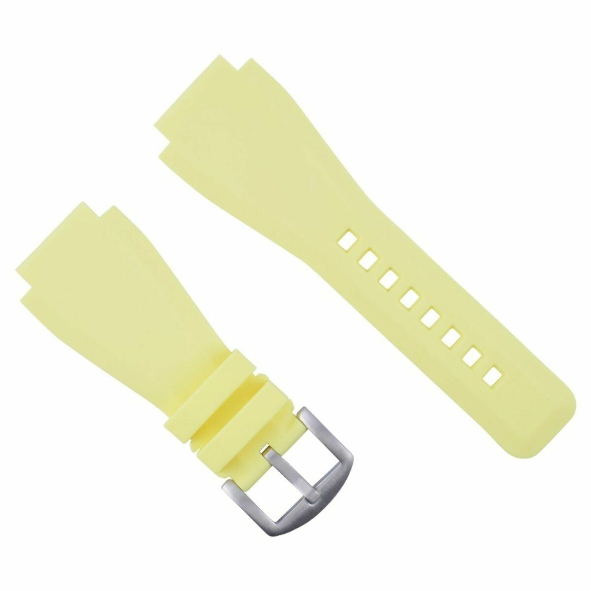 24MM SILICONE RUBBER WATCH BAND STRAP FOR BELL & ROSS BR-01-BR-03 + STEEL BUCKLE, Yellow