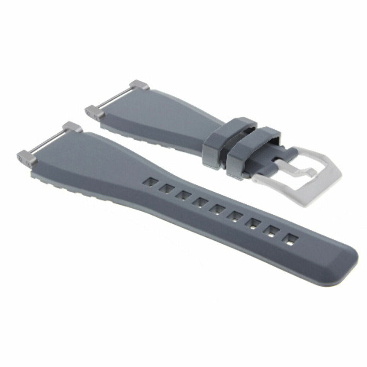 24MM FOR SUUNTO CORE REPLACEMENT SILICONE RUBBER WATCH BAND STRAP + STEEL ADAPTER, Gray, front view