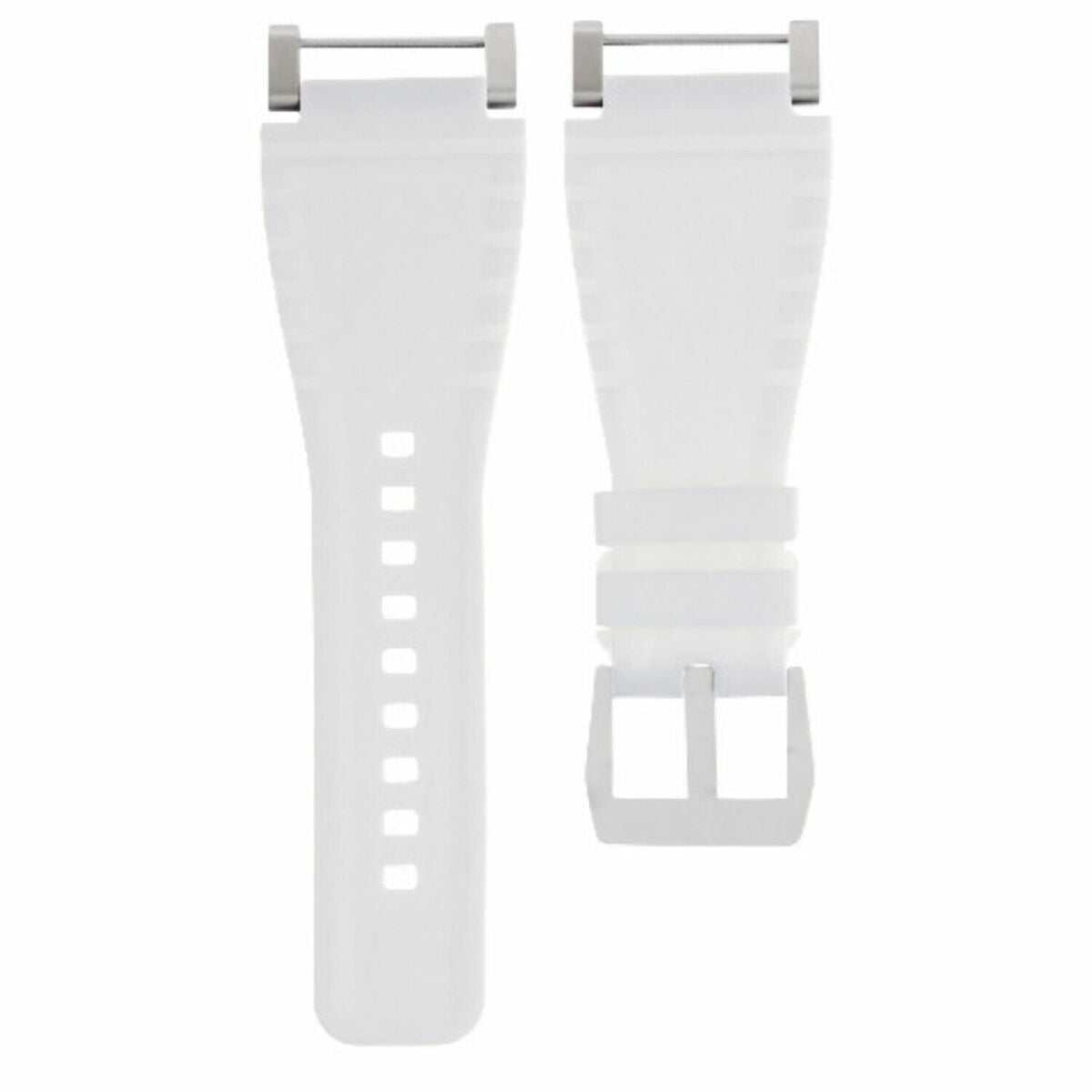 24MM FOR SUUNTO CORE REPLACEMENT SILICONE RUBBER WATCH BAND STRAP + STEEL ADAPTER, White, view 2