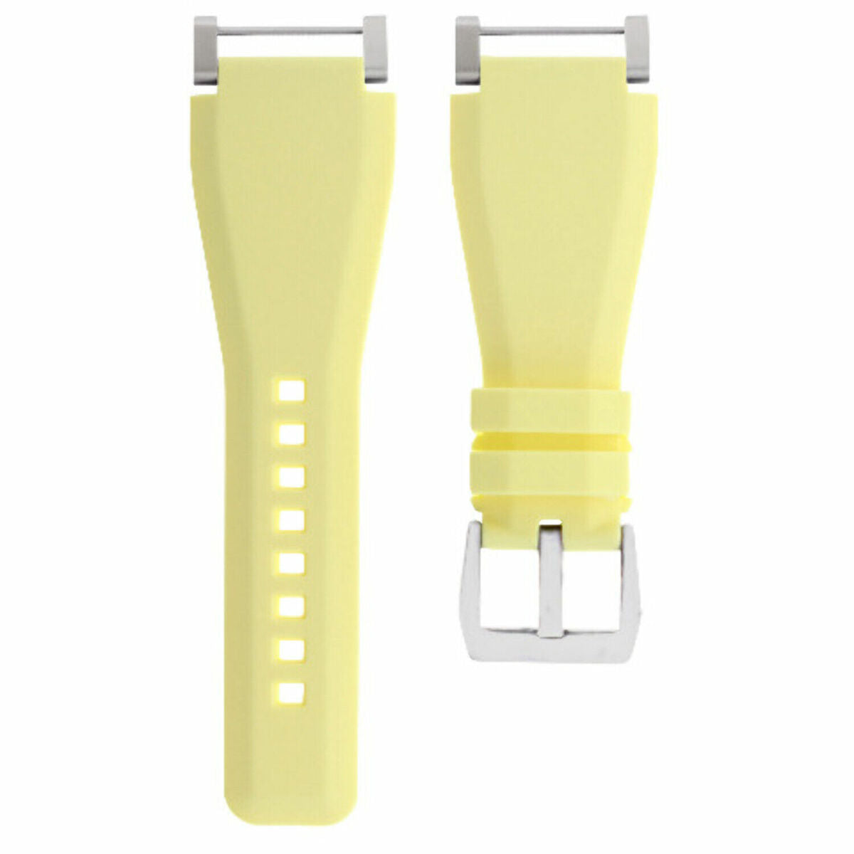 24MM FOR SUUNTO CORE REPLACEMENT SILICONE RUBBER WATCH BAND STRAP + STEEL ADAPTER, Yellow, front view