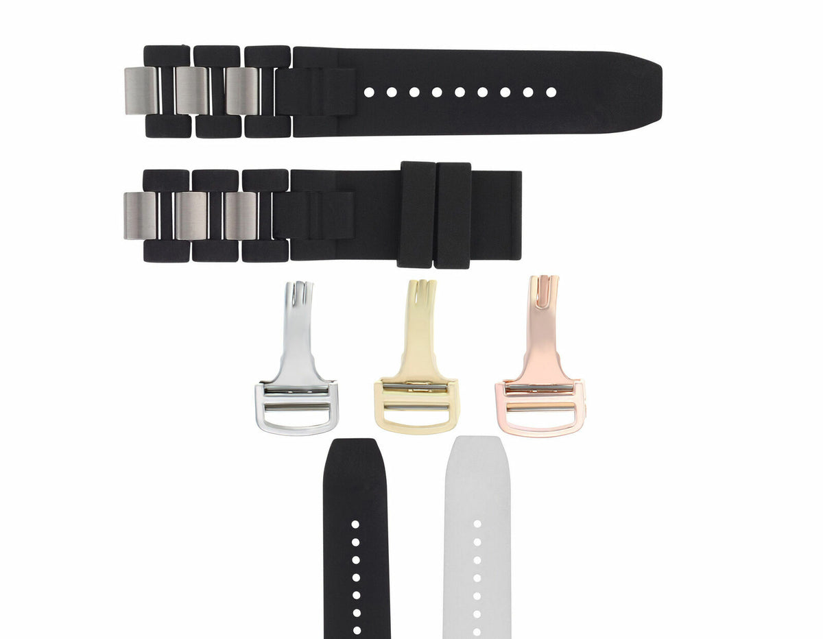 20MM Rubber Strap Band for Cartier Must 21 Chronoscaph 2424, 2427 2824 Autoscaph