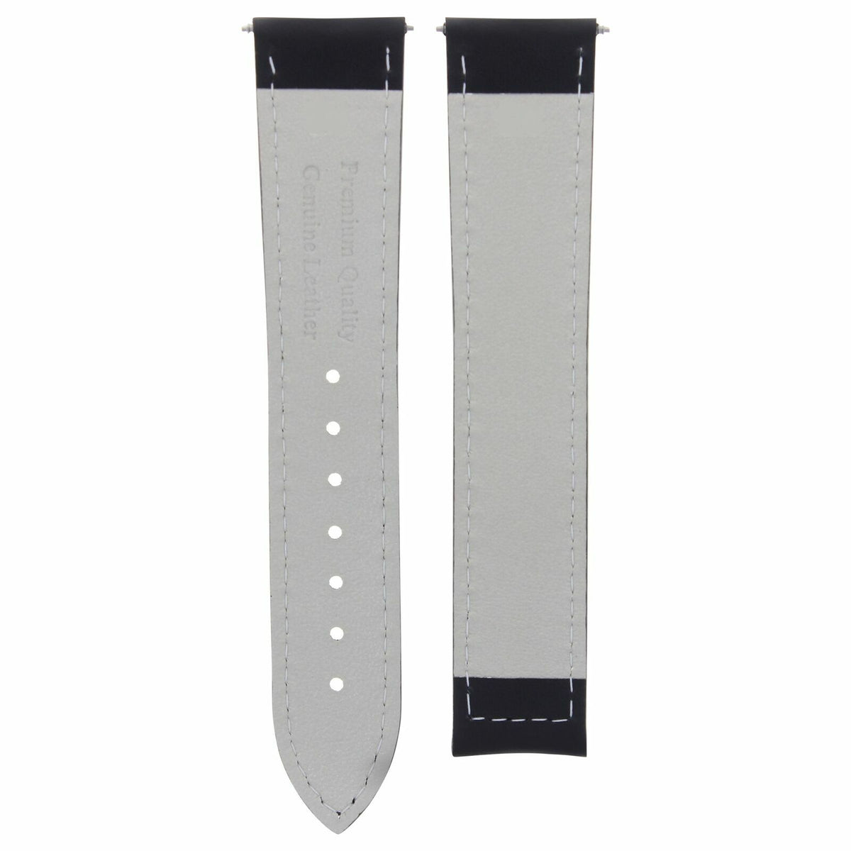 20-22-24MM LEATHER STRAP BAND FOR OMEGA SEAMASTER PLANET OCEAN DEPLOYMENT CLASP, Dark Brown White Stitching, view 3
