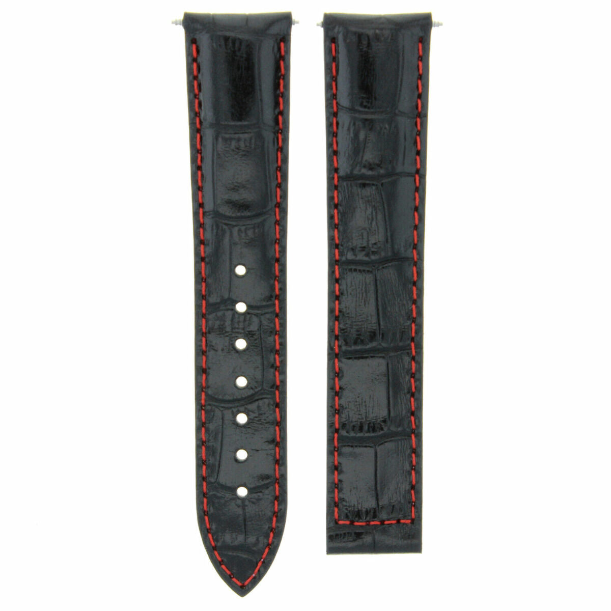 18-19-20-22-24MM LEATHER WATCH BAND STRAP FOR OMEGA SEAMASTER PLANET SPEEDMASTER - 20mm, Black with Red Stitching