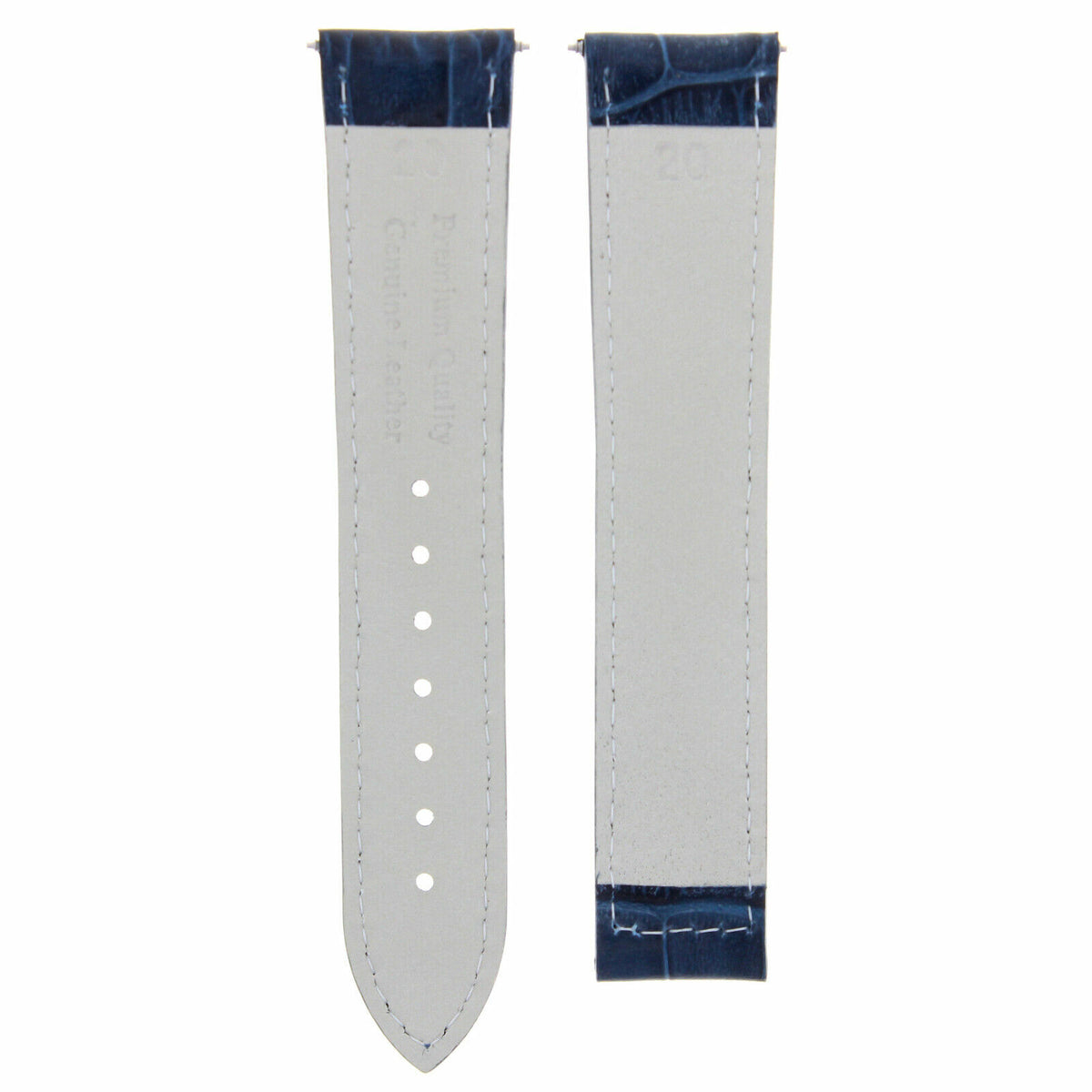 18-19-20-22-24MM LEATHER WATCH BAND STRAP FOR OMEGA SEAMASTER PLANET SPEEDMASTER - 20mm, Blue with Orange Stitching, view 4