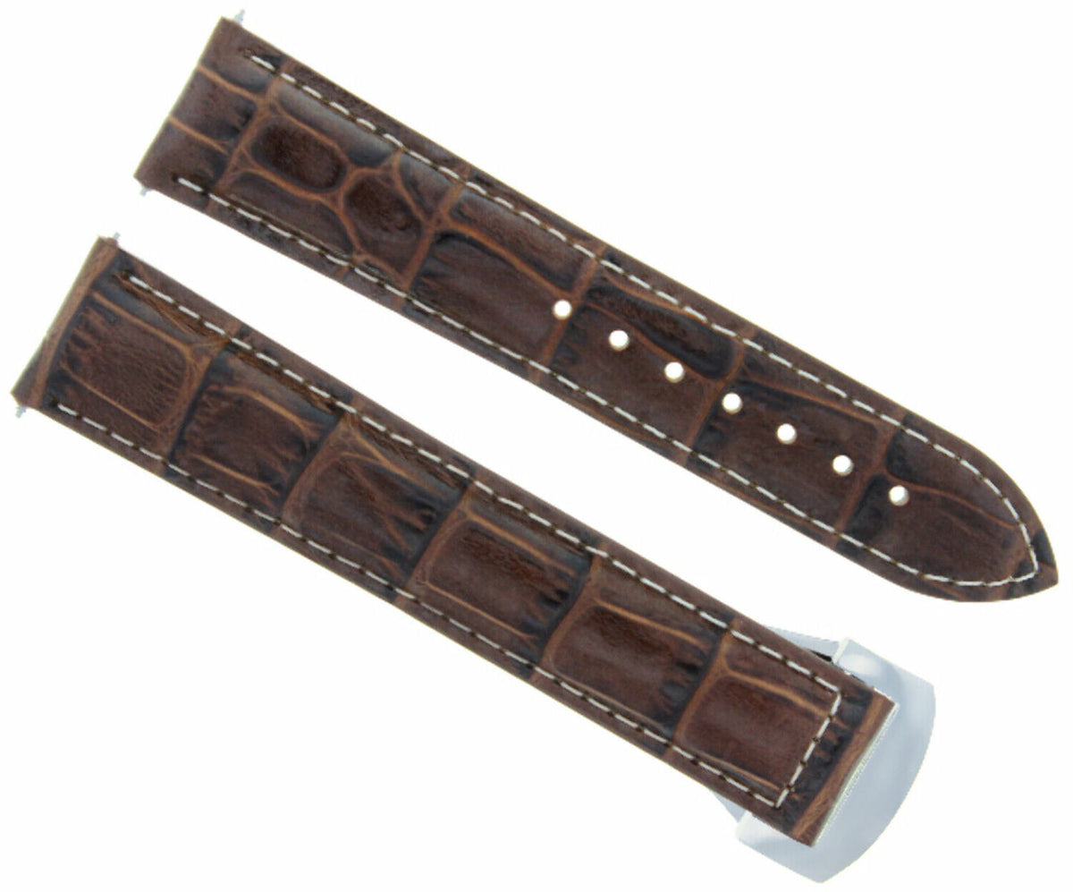 18-19-20-22-24MM LEATHER WATCH BAND STRAP FOR OMEGA SEAMASTER PLANET SPEEDMASTER - 20mm, Light Brown White Stitching, view 2