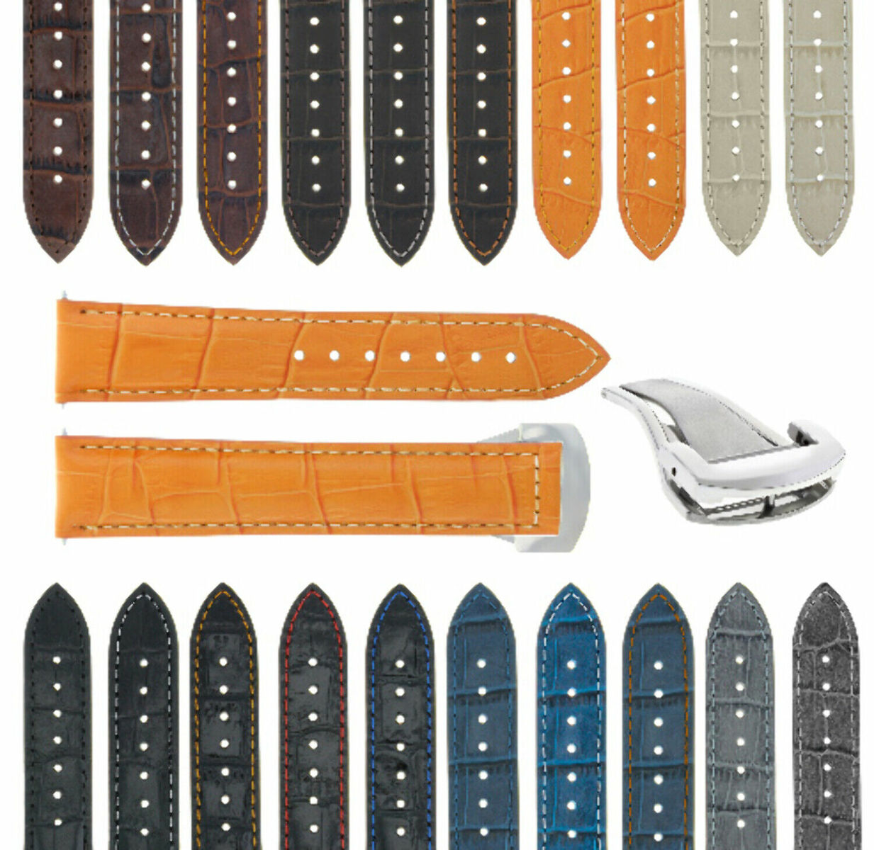 18-19-20-22-24MM LEATHER WATCH BAND STRAP FOR OMEGA SEAMASTER PLANET SPEEDMASTER