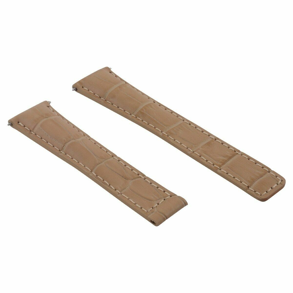 19/16MM-20/16MM LEATHER STRAP BAND UNIVERSAL DEPLOYMENT MATTE STAINLESS STEEL