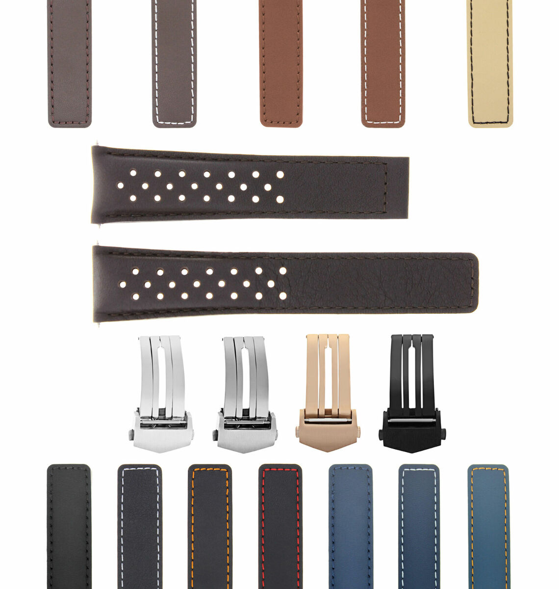 20/16MM LEATHER WATCH BAND STRAP DEPLOYMENT CLASP FOR TAG HEUER MONZA WATCH, Brown