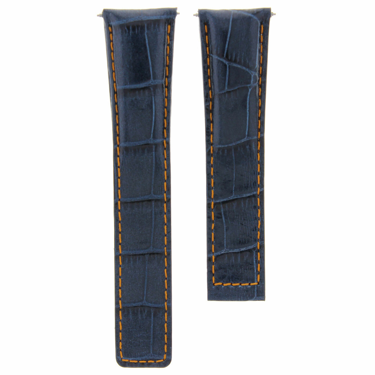20-22MM LEATHER WATCH STRAP BAND FOR TAG HEUER CARRERA WATCH CV2A10 FC5037/39/40, Blue with Orange Stitching