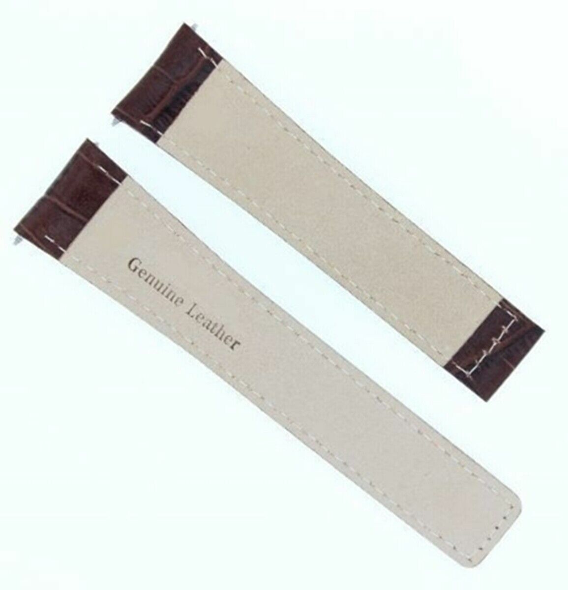 20-22MM REPLACEMENT LEATHER WATCH STRAP BAND ITALY CALF LEATHER UNIVERSAL, Brown with White Stitching, view 3