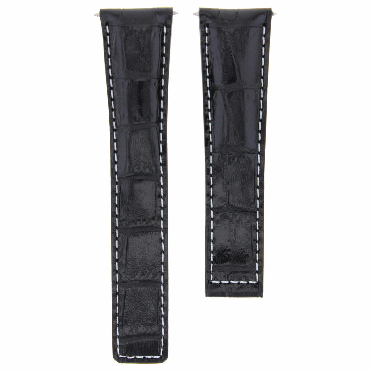 20-22MM LEATHER WATCH STRAP BAND FOR TAG HEUER CARRERA CV2A10 FC5037/39/40 CLASP, Black with White Stitching, view 2