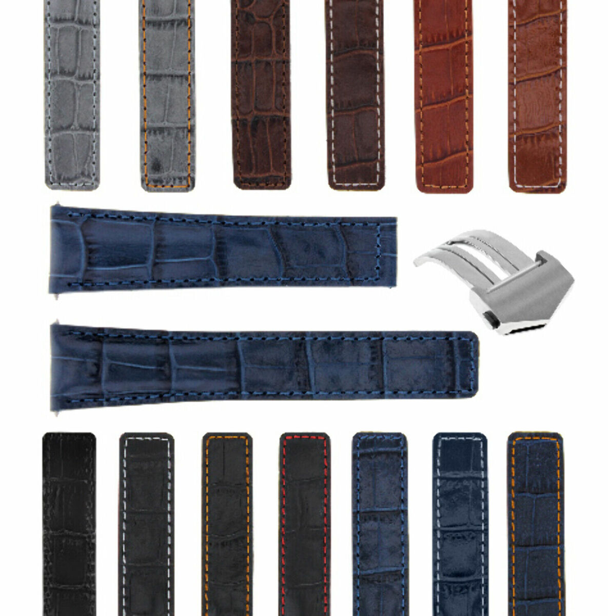 20-22MM LEATHER WATCH STRAP BAND FOR TAG HEUER CARRERA CV2A10 FC5037/39/40 CLASP, Blue