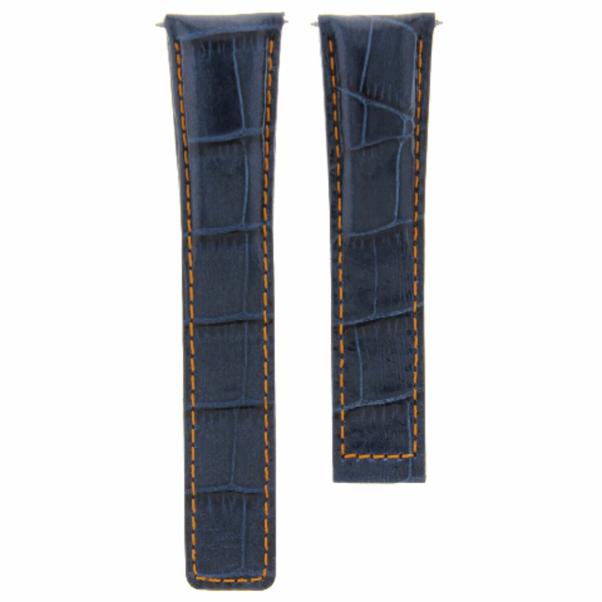 20-22MM LEATHER WATCH STRAP BAND FOR TAG HEUER CARRERA CV2A10 FC5037/39/40 CLASP, Blue with Orange Stitching, view 2
