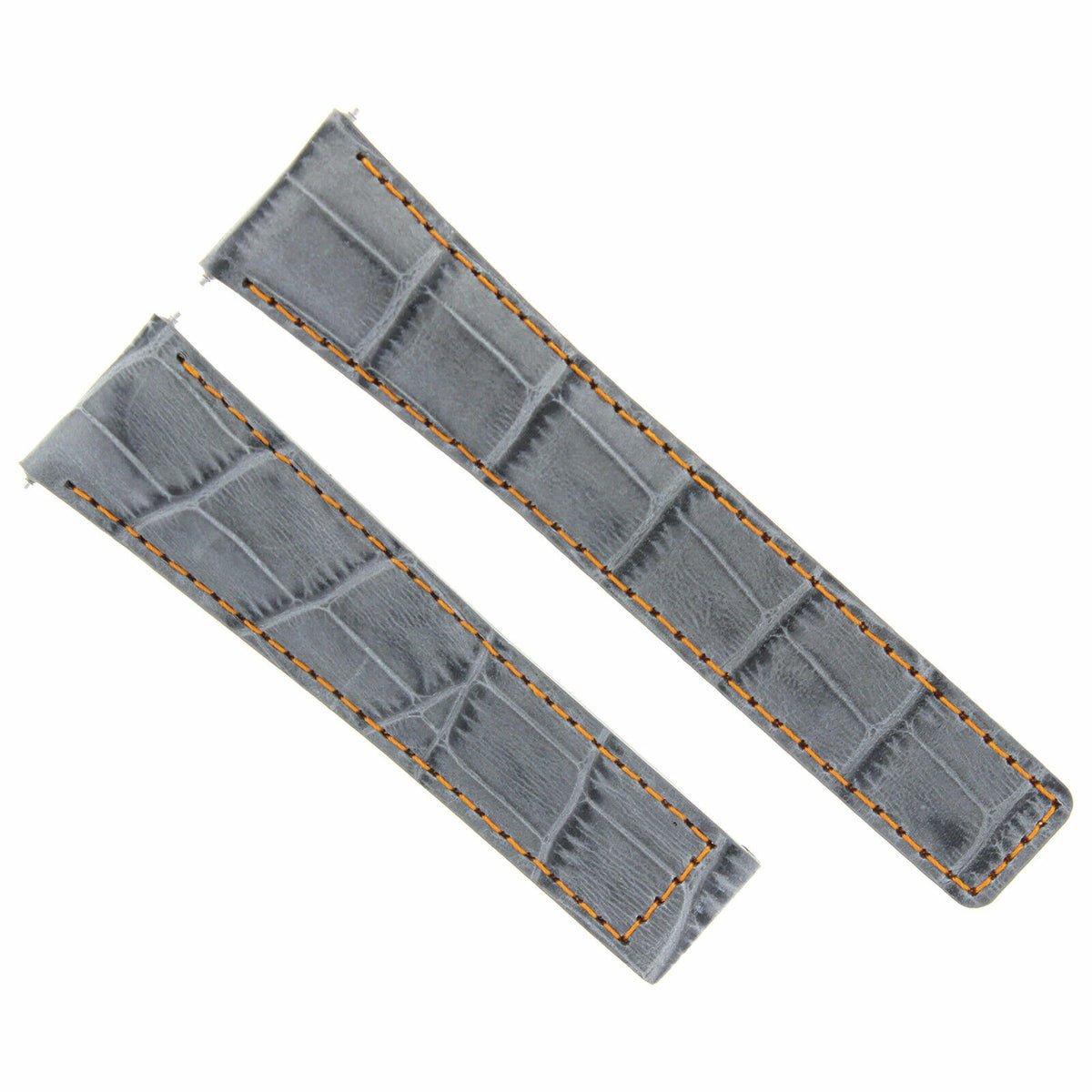 20-22MM LEATHER WATCH STRAP BAND FOR TAG HEUER CARRERA CV2A10 FC5037/39/40 CLASP, Grey with Orange Stitching, view 3