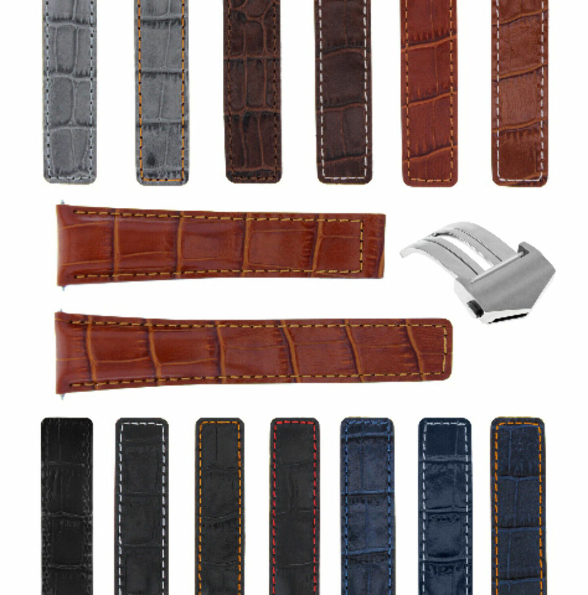 20-22MM LEATHER WATCH STRAP BAND FOR TAG HEUER CARRERA CV2A10 FC5037/39/40 CLASP, Tan