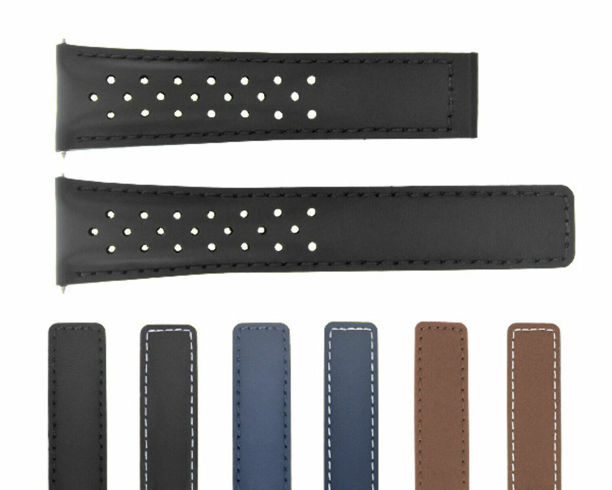 20-22MM LEATHER STRAP BAND UNIVERSAL TWO-PIECE ITALY CALF LEATHER WATCH STRAP, Black