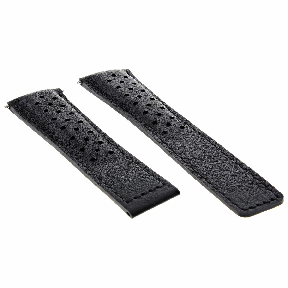 19-20MM LEATHER WATCH BAND STRAP FOR TAG HEUER MONZA PERFORAT CLASP FC5012-5013, Black, front view