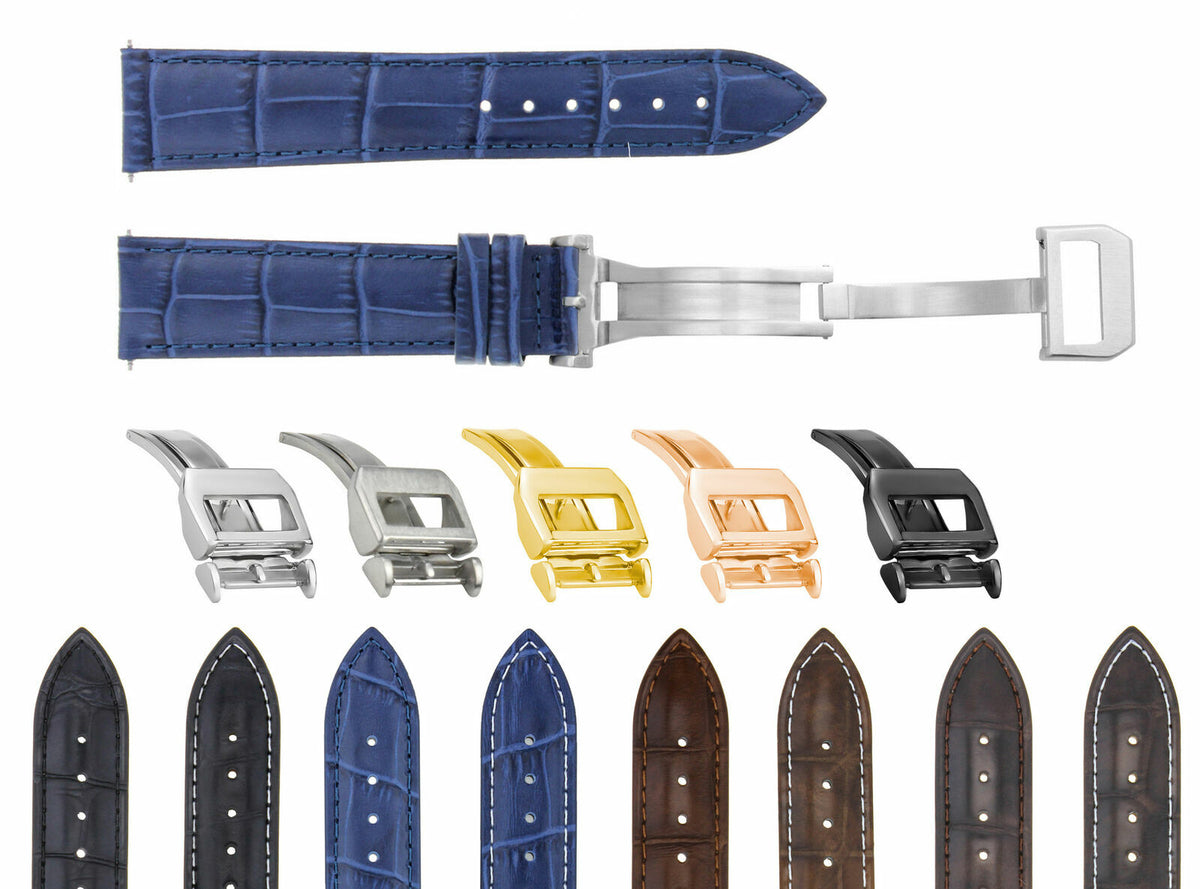 19-20-21-22-23MM LEATHER WATCH STRAP BAND FOR IWC PILOT PORTUGESE TOP GUN WATCH, Blue