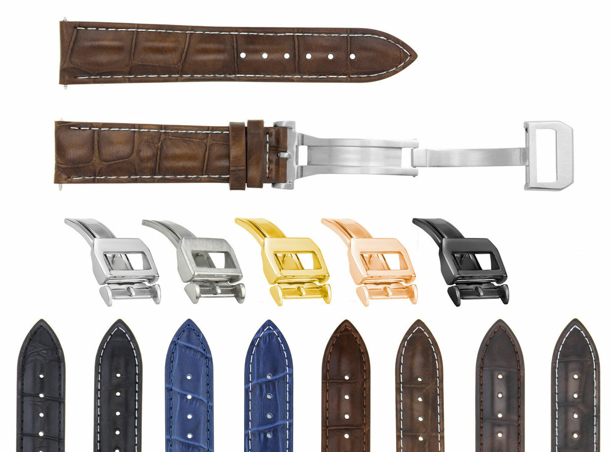 19-20-21-22-23MM LEATHER WATCH STRAP BAND FOR IWC PILOT PORTUGESE TOP GUN WATCH, Light Brown White Stitching