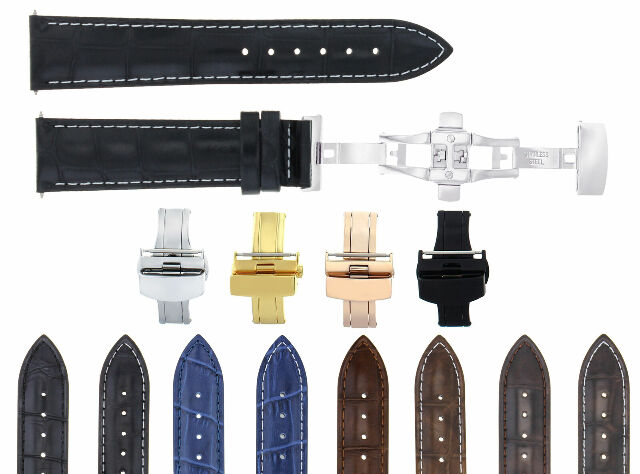 19/16MM-20/16MM LEATHER WATCH BAND STRAP FOR ROLEX WATCH + BUTTERFLY CLASP