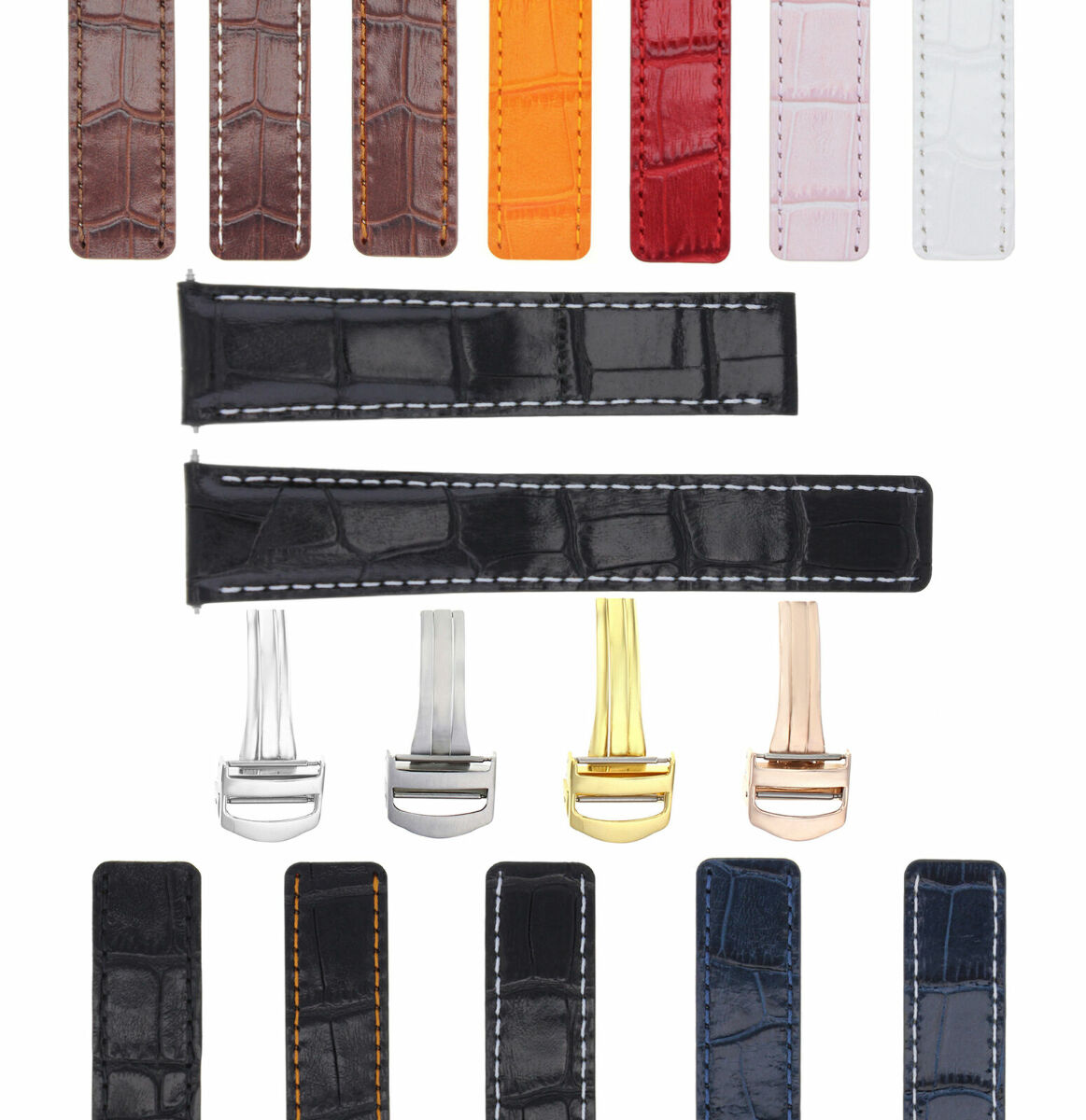 18-20MM LEATHER WATCH BAND STRAP FOR FIT CARTIER TANK FRANCAISE AMERICAN CLASP