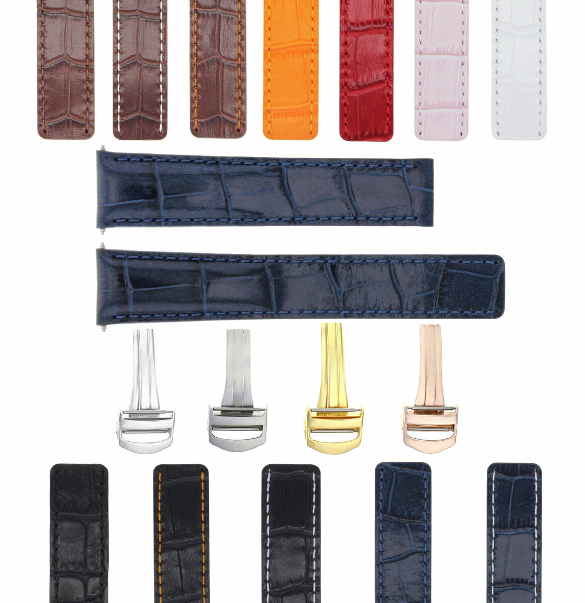 18-20MM LEATHER WATCH BAND STRAP FOR FIT CARTIER TANK FRANCAISE AMERICAN CLASP