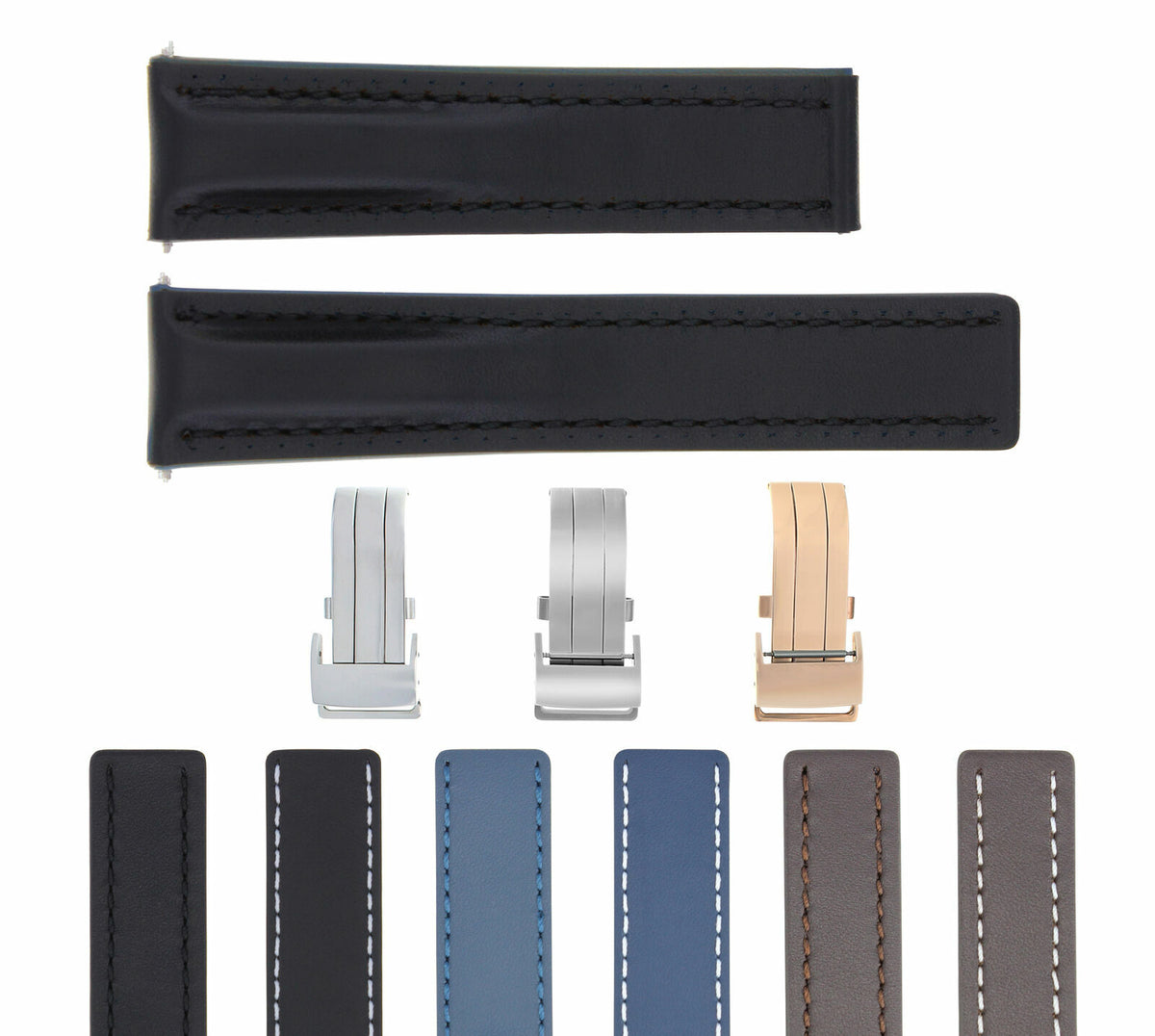 22-24MM Leather Watch Strap Smooth for Breitling Navitimer Bentley Waterproof